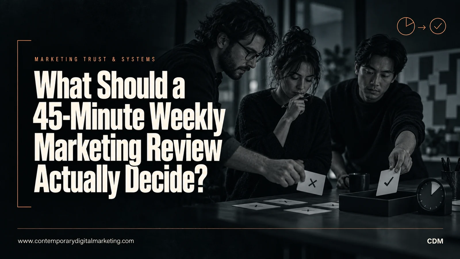 What Should a 45-Minute Weekly Marketing Review Actually Decide?