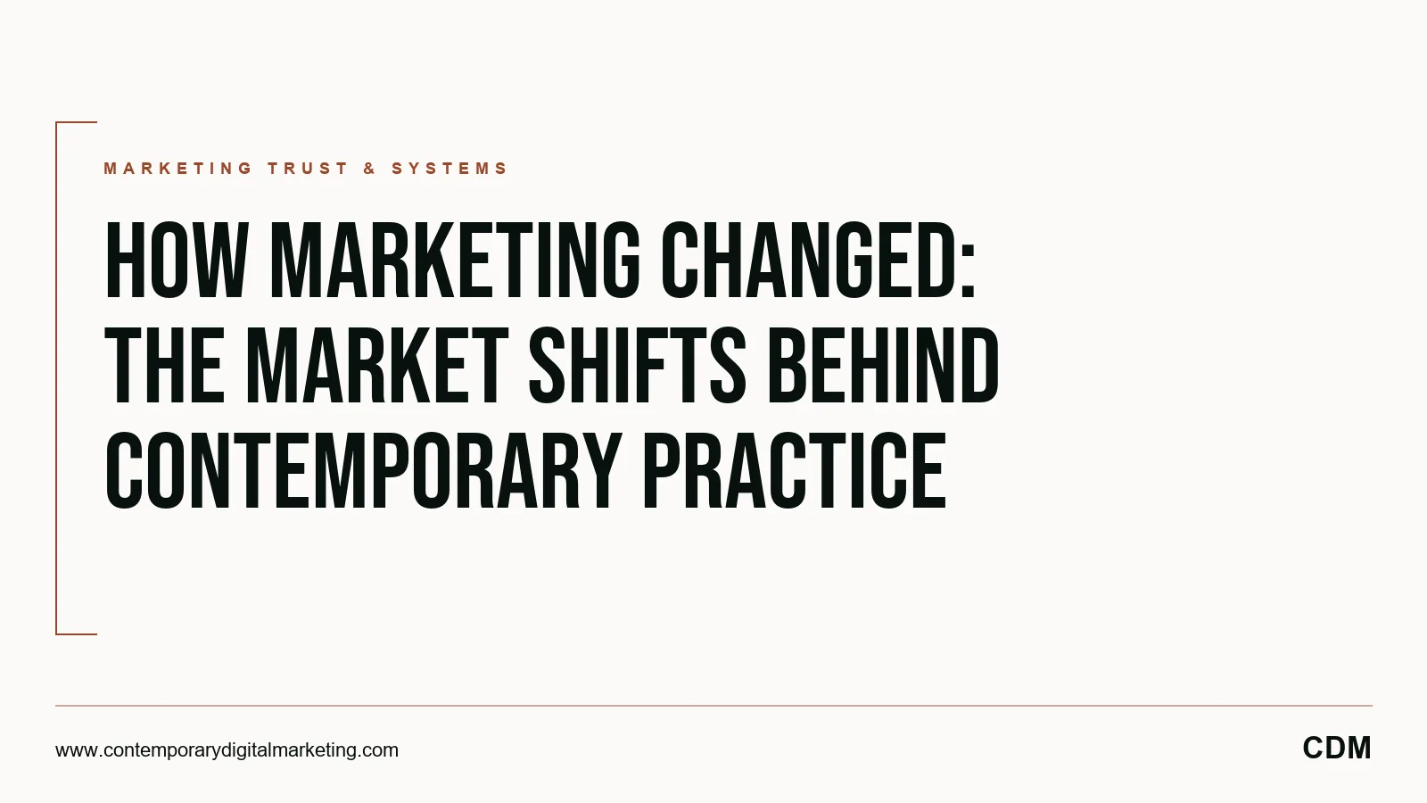 How Marketing Changed: The Market Shifts Behind Contemporary Practice